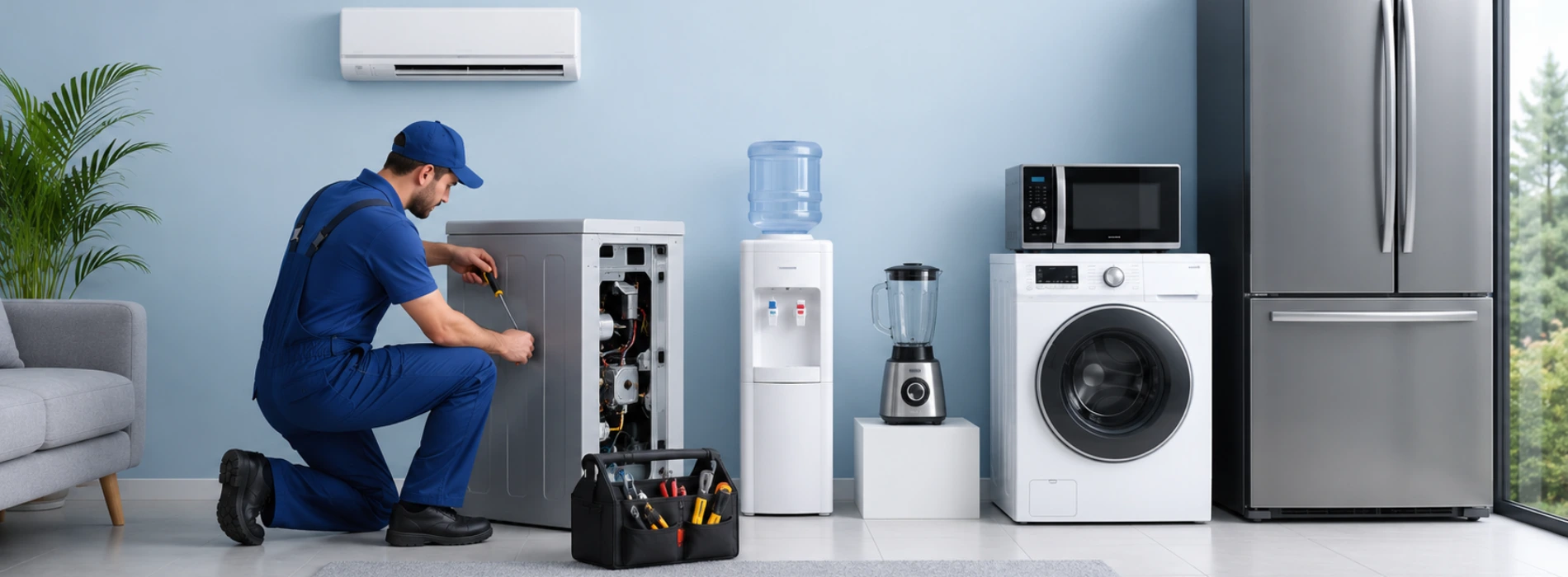 Best Fix technician repairing a microwave in Dubai