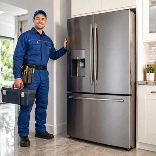 Best Fix technician repairing a refrigerator in Dubai