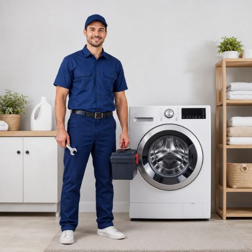 Best Fix technician repairing a washing machine in Dubai